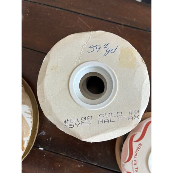 VTG Christmas Holiday Gift Wrapping PLAID Ribbon Rolls RED GOLD Satin Lot 10 - Picture 12 of 15